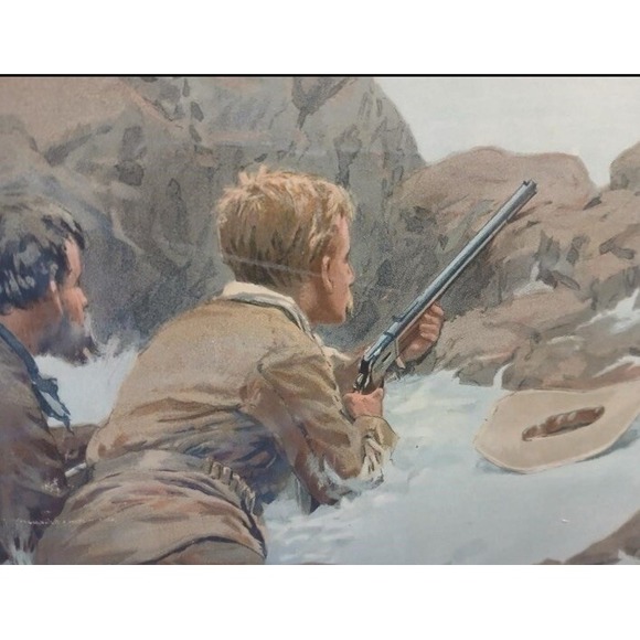 A.B. Frost Chromolithograph "Waiting for a Shot" Antique VTG Print Matted RARE - Picture 4 of 10